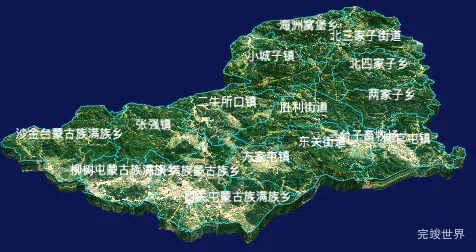 echarts沈阳市康平县geoJson地图3d地图自定义贴图-绿色地面
